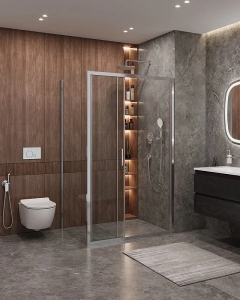 Душевой уголок Cezares Molveno 120х80 см стекло прозрачное профиль хром - фото 4