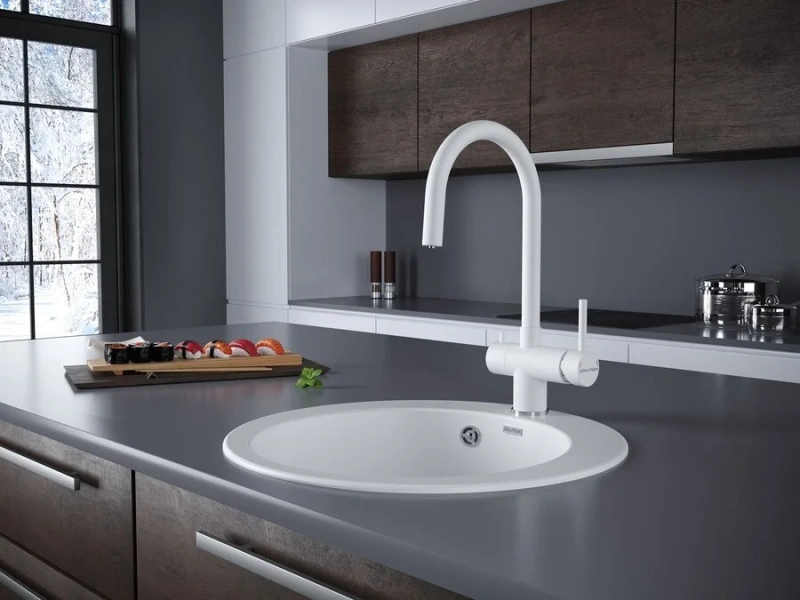 Смеситель для кухни Paulmark Heller белый матовый, современные, hi-tech - фото 3