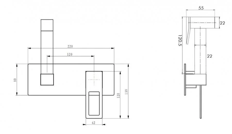 Гигиенический душ со смесителем Boheme Q 147 встраиваемый - фото 2