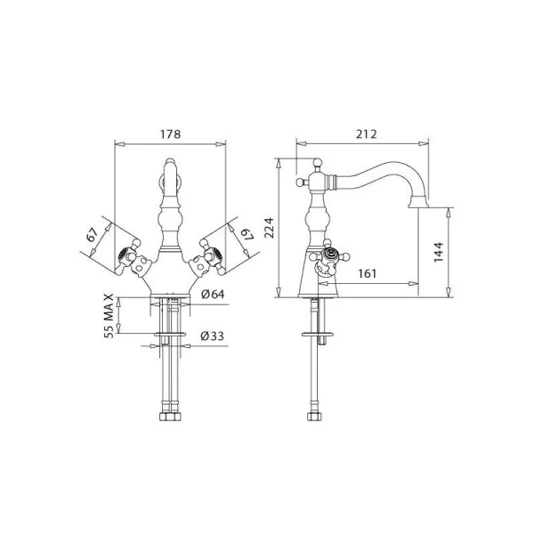 Смеситель для раковины Migliore Arcadia 183 двухвентильный - фото 2