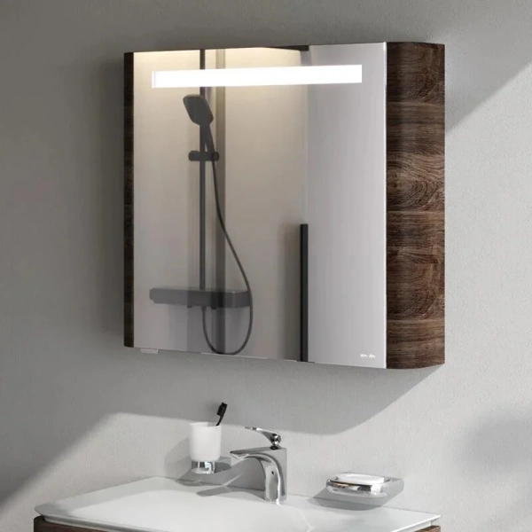 Зеркальный шкаф с подсветкой Am.Pm Sensation 80 см орех, темно-коричневые - фото 6