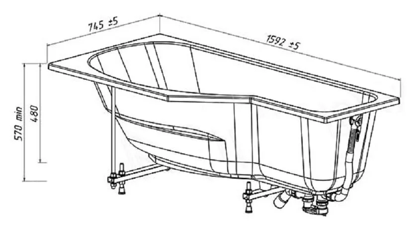 Ванна из искусственного камня Belux Вена ВВ-1600, 4810924211675, 160 x 75 см, белый - фото 2