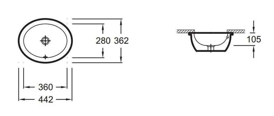 Раковина Jacob Delafon Vox 44 см встраиваемая - фото 2