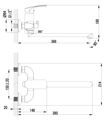 Смеситель для ванны Lemark Plus Shape LM1751C - фото 2