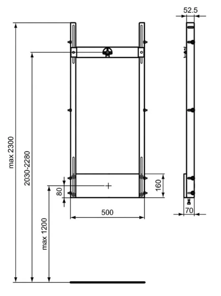 Рама для монтажа душевого смесителя и верхнего душа Ideal Standard ProSys регулируемая - фото 2