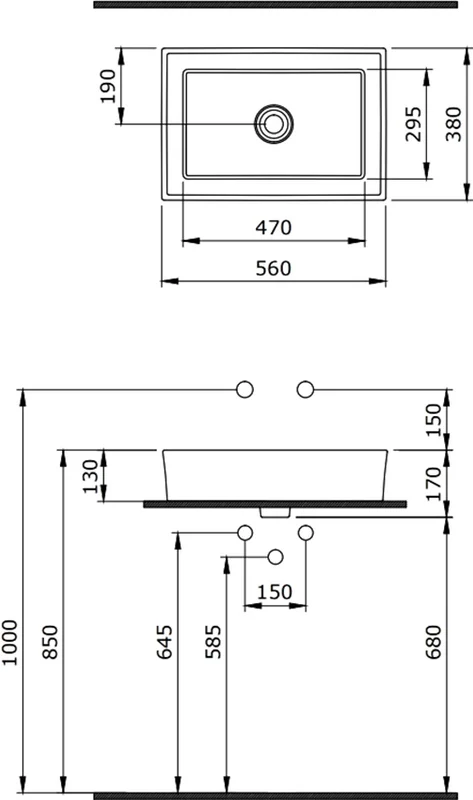 Раковина BERGES Mascon 55 см белая, в форме чаши, прямоугольной формы - фото 5