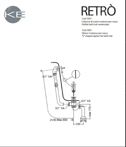Ванна отдельностоящая ножки цвет золото 170х77 Kerasan Retro, современныe, hi-tech - фото 3