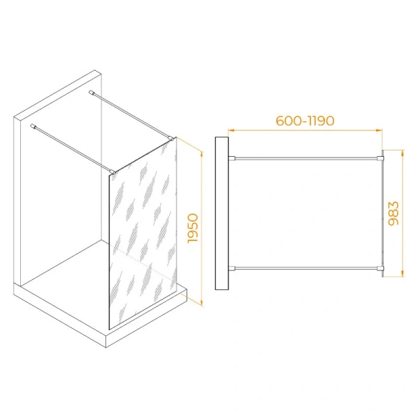 Душевая перегородка RGW Walk In WA-016 35101610-1 100 см стальной держатель - фото 4