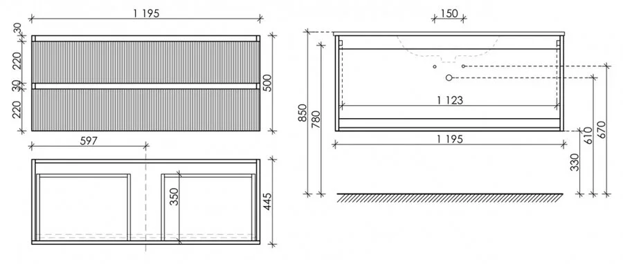 Тумба под раковину подвесная Sancos Snob T 120 см doha soft, в наличии - фото 2