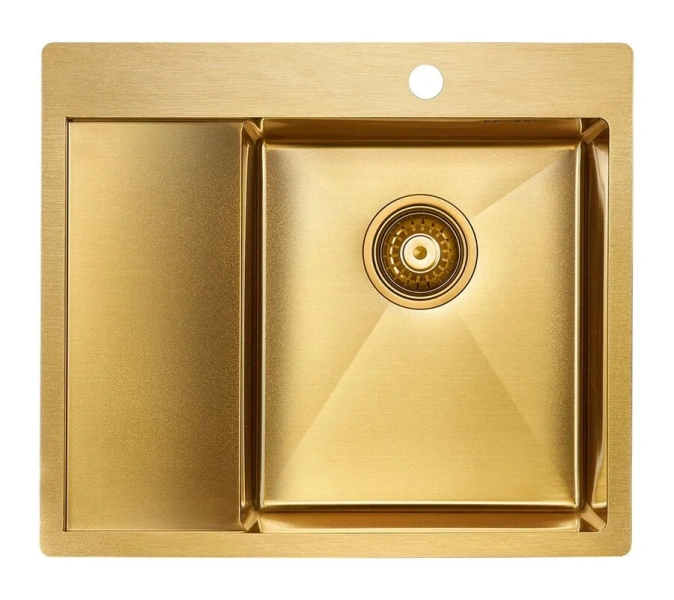 Мойка для кухни Paulmark Flank 59 см брашированное золото, правосторонняя, 60 см - фото 5