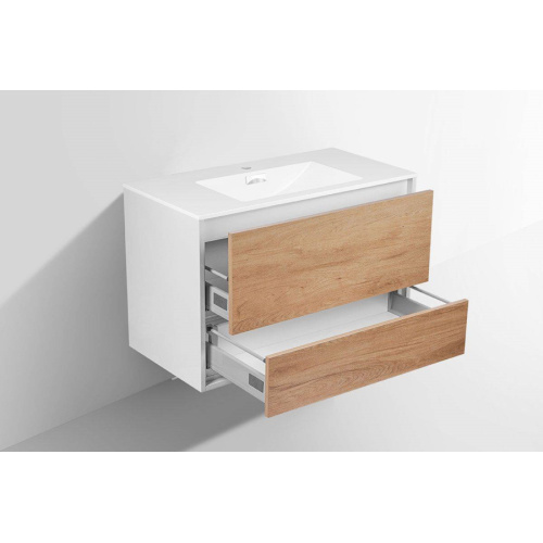 Тумба под раковину подвесная Vincea Alessia 90 см Y.Oak/L.White, по запросу - фото 2