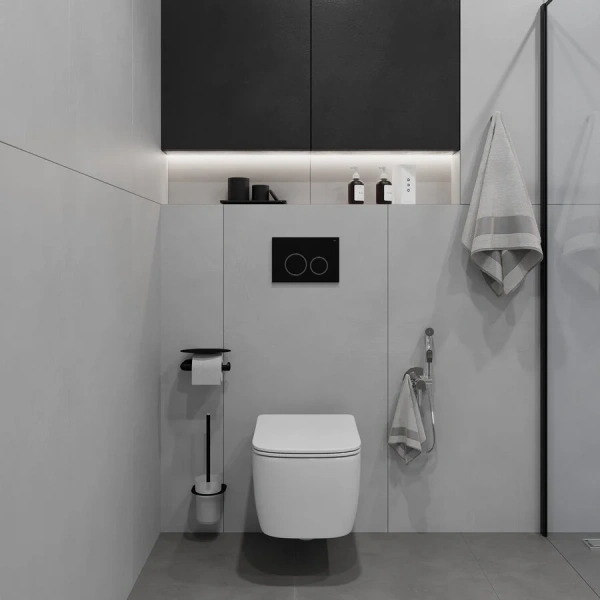 Клавиша смыва IDDIS Unifix черная/кнопки хром - фото 3