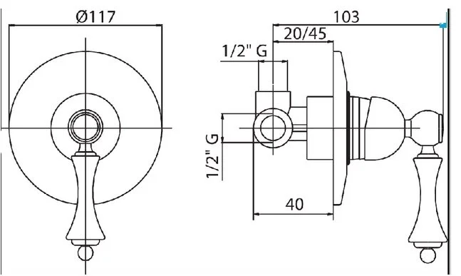 Смеситель для душа Cezares Margot золото, ручка металл, классические, ретро - фото 3