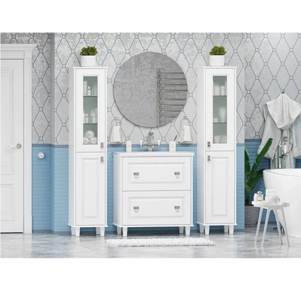 Шкаф-пенал напольный Misty Версаль 37 см белый, левый, 40 см - фото 3