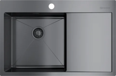 Мойка для кухни Omoikiri Akisame 78-GM-L 78 см вороненая сталь чаша слева - фото 6