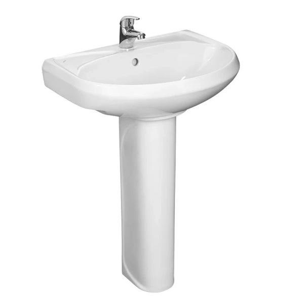 Раковина Santeri Вест 60 см с отверстием под смеситель, полукруглая, тюльпан - фото 5