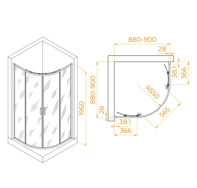 Душевой уголок RGW Passage PA-52 90х90 см профиль хром - фото 1
