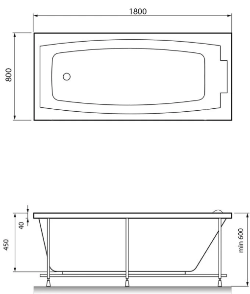 Ванна акриловая Relisan Kristina 180 х 80 см - фото 3