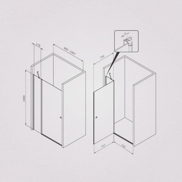 Душевая дверь в нишу Am.Pm Sunny 100 см профиль черный - фото 2