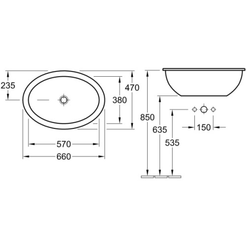 Раковина Villeroy & Boch Loop & Friends 615530 66 см встраиваемая - фото 4