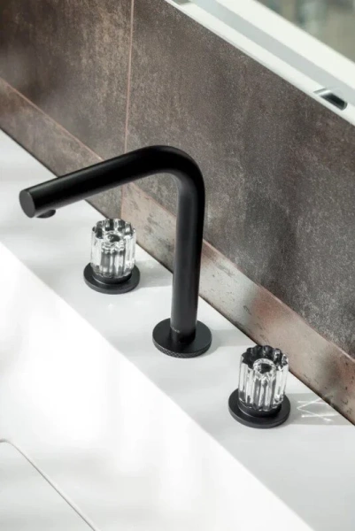 Смеситель для раковины Boheme Elegante черный матовый, из латуни, округлая форма - фото 5