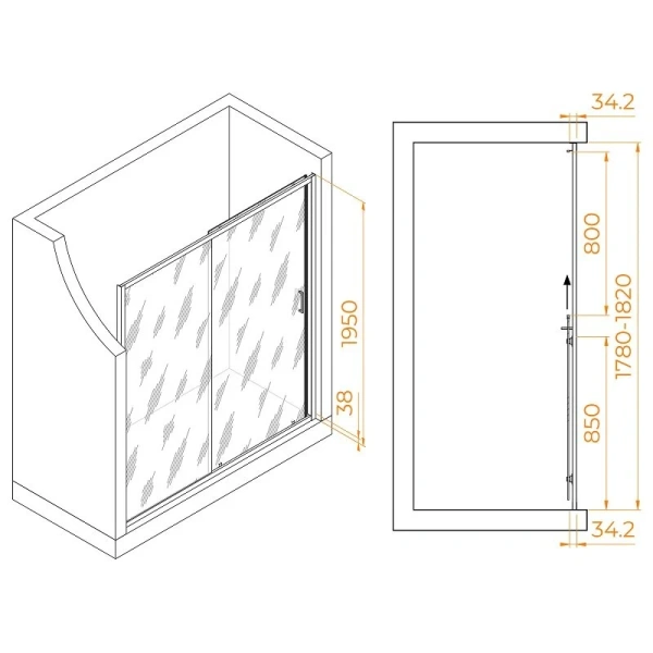 Душевая дверь в нишу RGW Passage PA-14 180 см профиль хром, стекло прозрачное, современные, hi-tech - фото 2