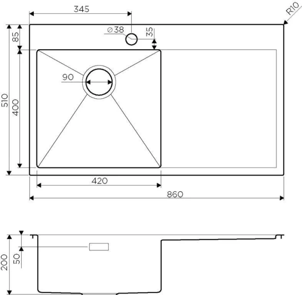 Мойка для кухни Omoikiri Akisame 86-IN-R 86 см чаша справа, из нержавеющей стали, стальные, металлические - фото 3