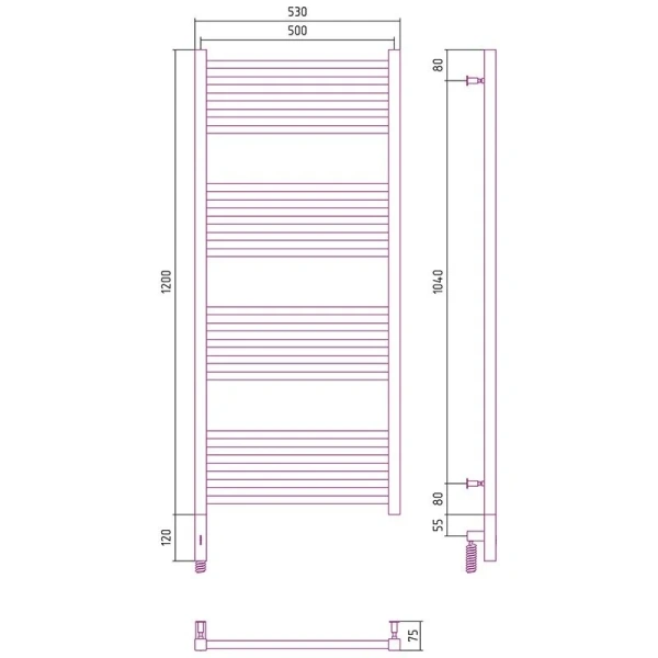 Полотенцесушитель электрический Сунержа Модус 3.0 50x120 см левый черный матовый - фото 2