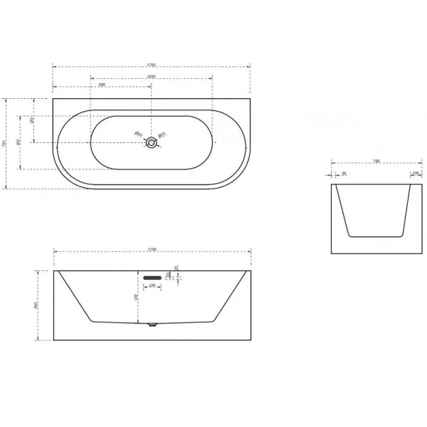 Акриловая ванна Abber 170х78 см приставное, акриловые - фото 2