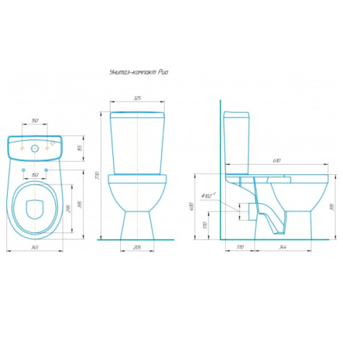 Унитаз компакт Rosa Рио черный кракелюр - фото 2