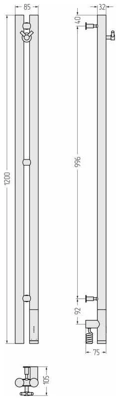 Полотенцесушитель электрический Сунержа Нюанс 3.0 8.5х120 см правый темный титан муар - фото 2