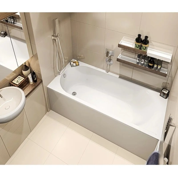 Ванна из литьевого мрамора BAS Афина 170х70 ВА00026 с ножками, цвет белый, приставные, встраиваемые - фото 7