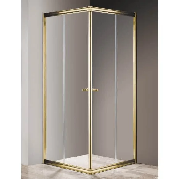 Душевой уголок Cezares Giubileo 100х100 см стекло прозрачное с узором профиль золото - фото 1
