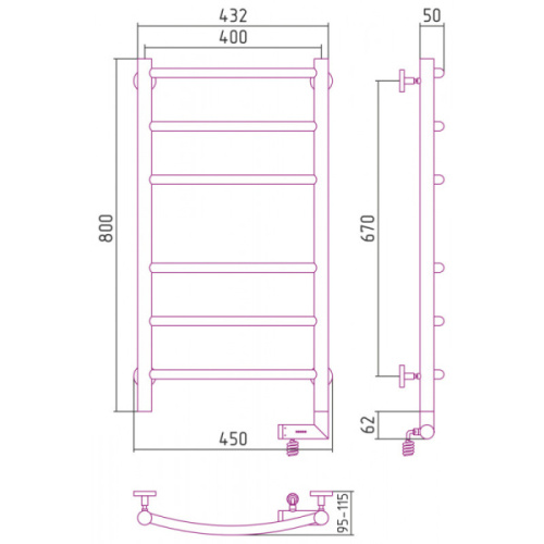 Полотенцесушитель электрический Сунержа Галант 2.0 8040 40х80 см нержавеющая сталь - фото 4