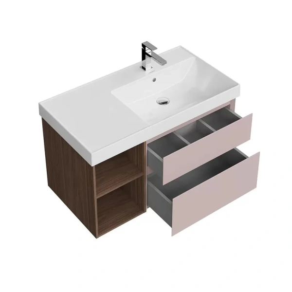 Тумба под раковину подвесная Kerama Marazzi Cubo 90 см правая мальва, подвесная, пристенная - фото 4