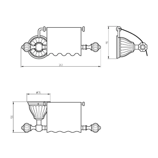 Бумагодержатель Migliore Olivia белая керамика, золото, классические, ретро, декорированные - фото 2