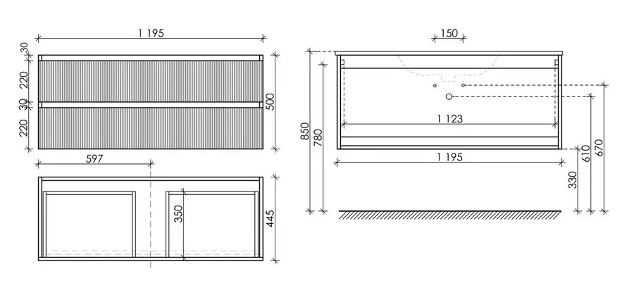 Тумба под раковину подвесная Sancos Snob R 120 см beige soft, в наличии - фото 2