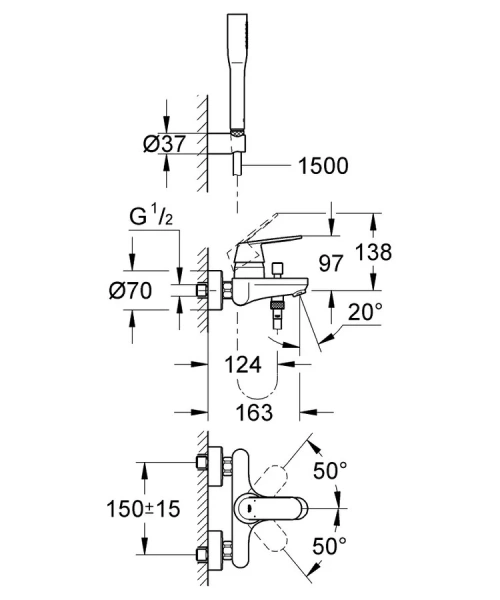 Смеситель для ванны Grohe Eurosmart Cosmopolitan 32832000 - фото 2