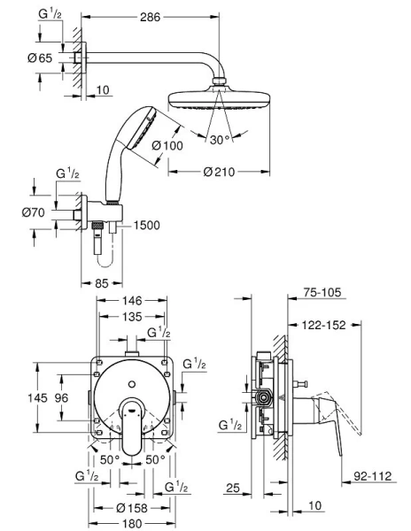 Душевой набор Grohe Eurosmart 25219001 - фото 2