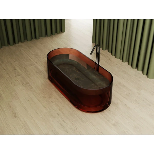 Ванна из полиэфирной смолы Abber Kristall 170x75 см коричневая, отдельностоящие - фото 7