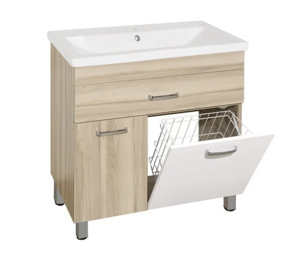 Тумба с раковиной напольная Style Line Ориноко ЛС-00000636 80 см с бельевой корзиной - фото 3