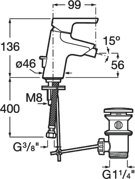 Смеситель для биде Roca Malva с донным клапаном - фото 2