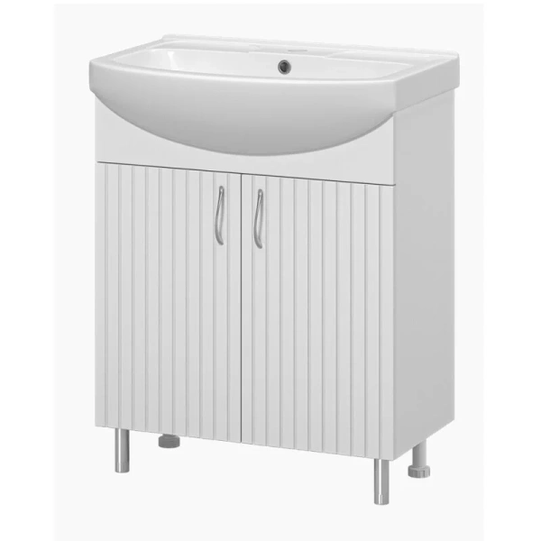 Тумба под раковину напольная Misty Изео 70 см белая, моноблок - фото 5
