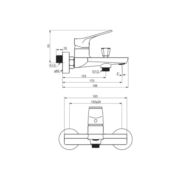 Смеситель для ванны Damixa Merkur 401000 латунь - фото 2
