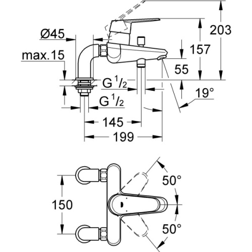 Смеситель для ванны Grohe Eurodisc Cosmopolitan 33392002 - фото 2