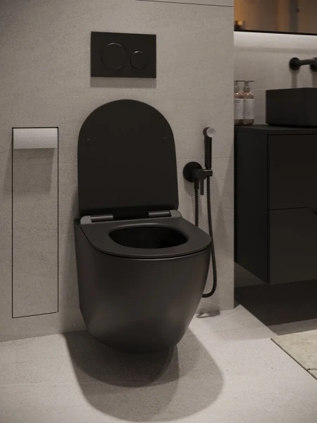 Унитаз подвесной Agger черный, с горизонтальным, прямым выпуском, с прямым выпуском - фото 7