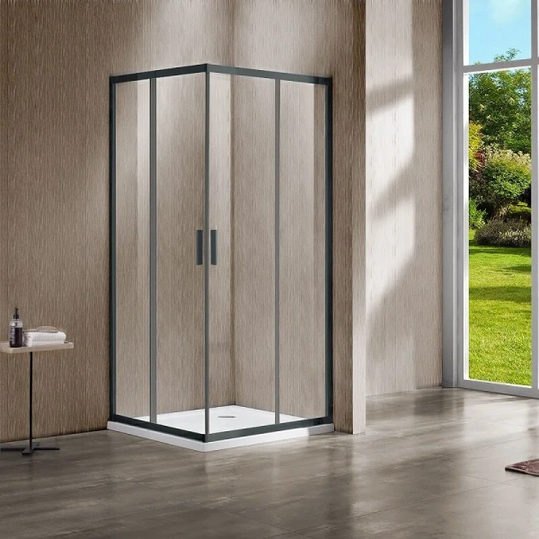 Душевой уголок Vincea Garda 90х90 см профиль вороненая сталь, стекло прозрачное - фото 1