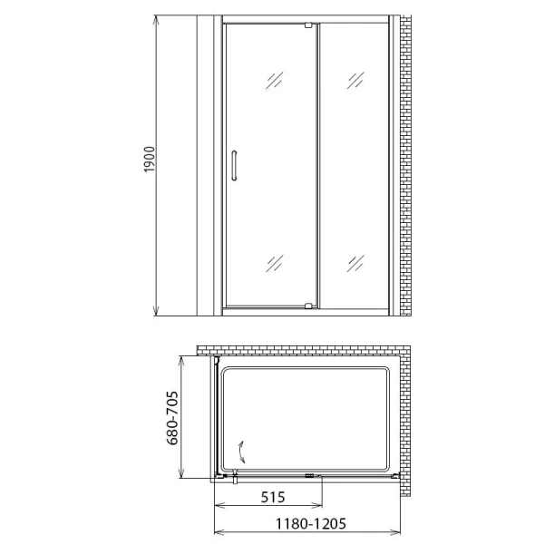 Душевая перегородка Gemy 70 см профиль хром, современные, hi-tech - фото 2
