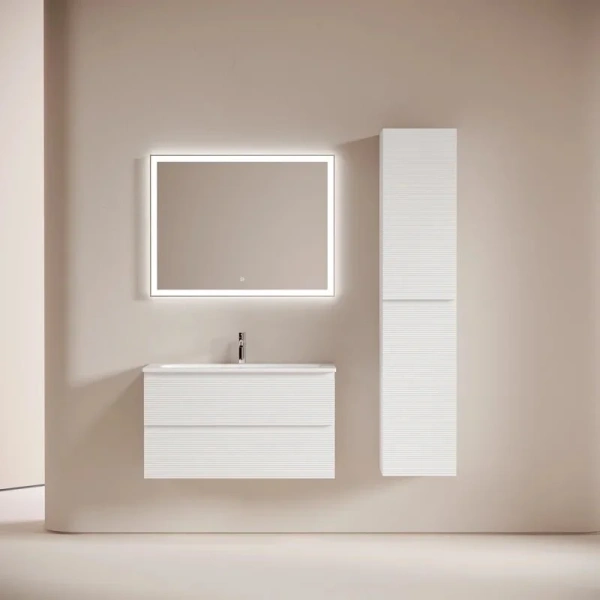 Тумба под раковину подвесная Sancos Folk 90 см белая, современная, hi-tech - фото 3