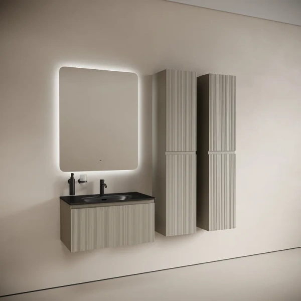 Тумба под раковину подвесная Sancos Code 100 см серая платина, комплект (набор) - фото 8